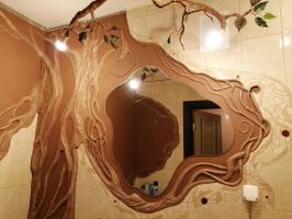 כשמסתכל על הקירות המשעממים בחדר האמבטיה רציתי לעשות את זה יותר תוסס: שיפוץ אמבטיה ב Eco-סגנון