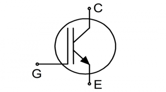 מעגלי טרנזיסטור Pictogram שבו G - הצמצם, אספן C-, E - פולט.